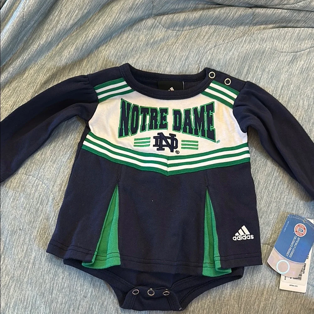 Adidas Notre Dame Navy & Green Baby Cheer Bodysuit